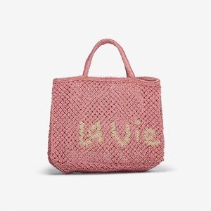 Pink Crochet Tote Bag